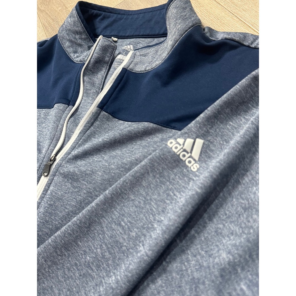 Adidas Golf Mens L Navy Blue Grey Quarter Zip